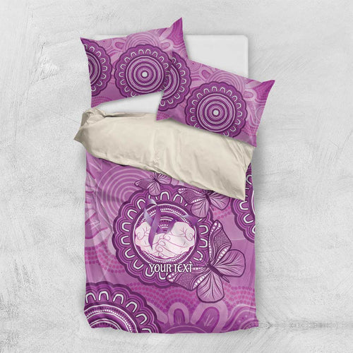 Australia Lupus Awareness Month Personalised Bedding Set Warrior Purple Ribbon Butterflies Indigenous Art