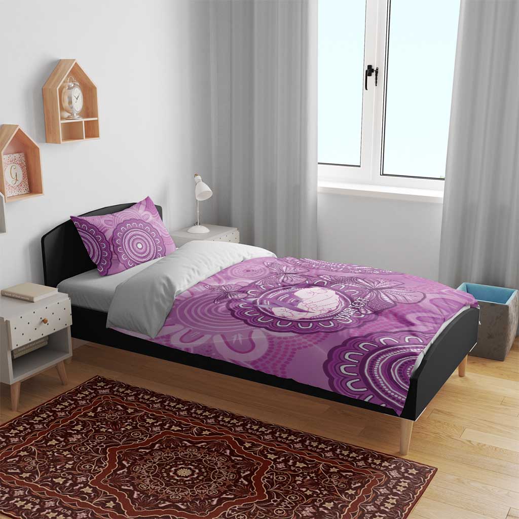Australia Lupus Awareness Month Personalised Bedding Set Warrior Purple Ribbon Butterflies Indigenous Art