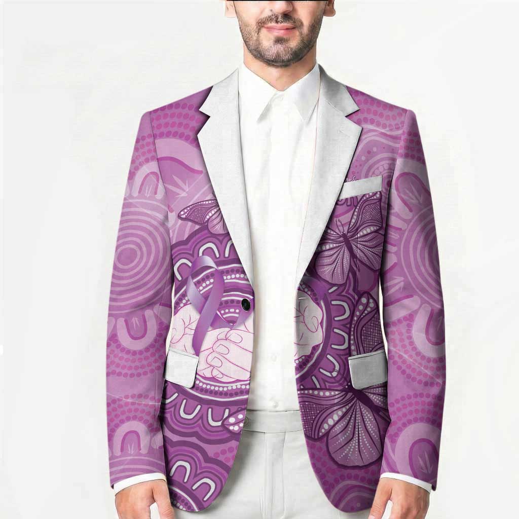 Australia Lupus Awareness Month Personalised Blazer Warrior Purple Ribbon Butterflies Indigenous Art
