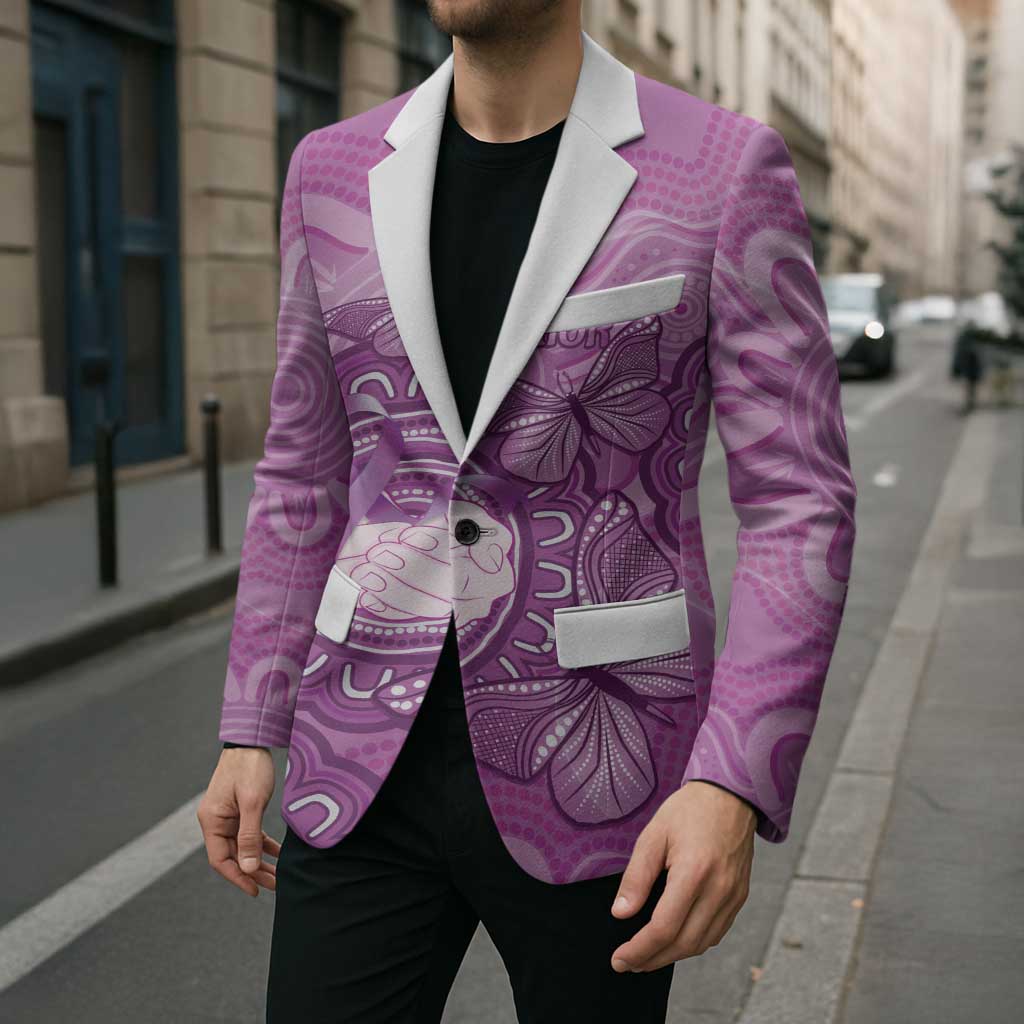 Australia Lupus Awareness Month Personalised Blazer Warrior Purple Ribbon Butterflies Indigenous Art
