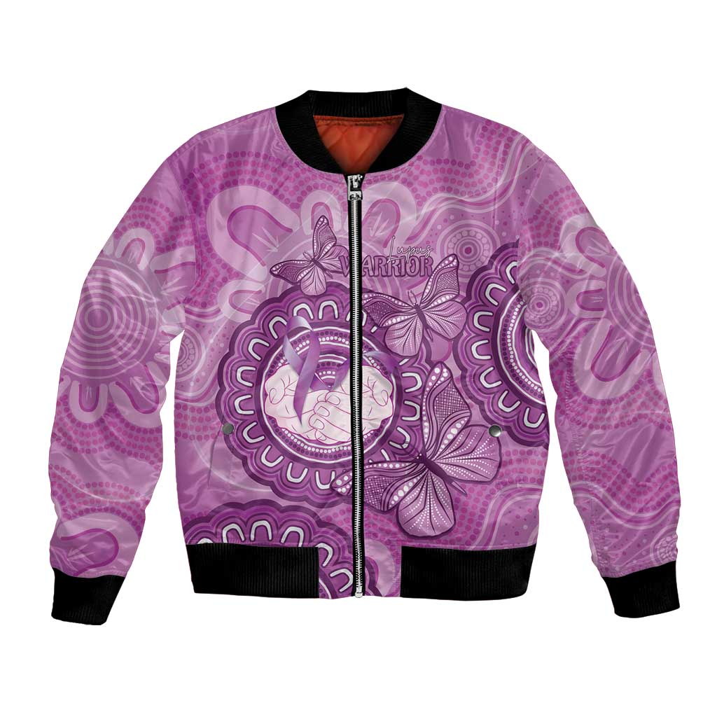 Australia Lupus Awareness Month Personalised Bomber Jacket Warrior Purple Ribbon Butterflies Indigenous Art
