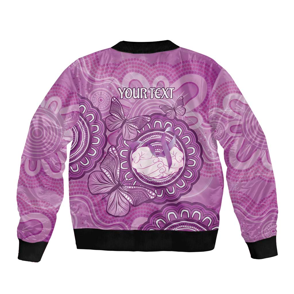 Australia Lupus Awareness Month Personalised Bomber Jacket Warrior Purple Ribbon Butterflies Indigenous Art