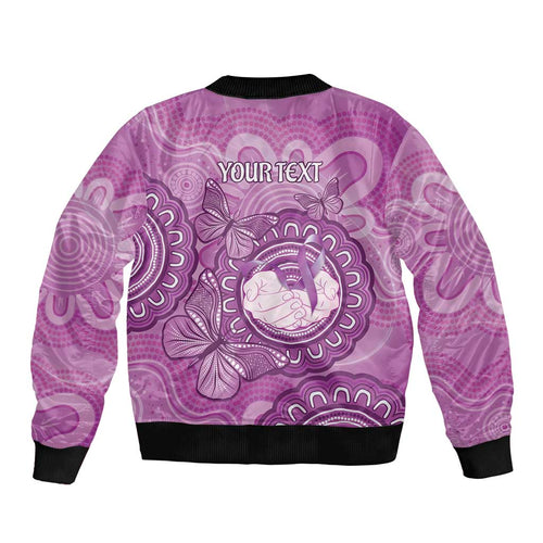 Australia Lupus Awareness Month Personalised Bomber Jacket Warrior Purple Ribbon Butterflies Indigenous Art