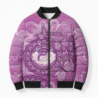 Australia Lupus Awareness Month Personalised Bomber Puffer Jacket Warrior Purple Ribbon Butterflies Indigenous Art