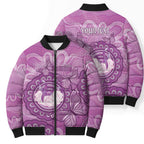 Australia Lupus Awareness Month Personalised Bomber Puffer Jacket Warrior Purple Ribbon Butterflies Indigenous Art