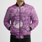 Australia Lupus Awareness Month Personalised Bomber Puffer Jacket Warrior Purple Ribbon Butterflies Indigenous Art