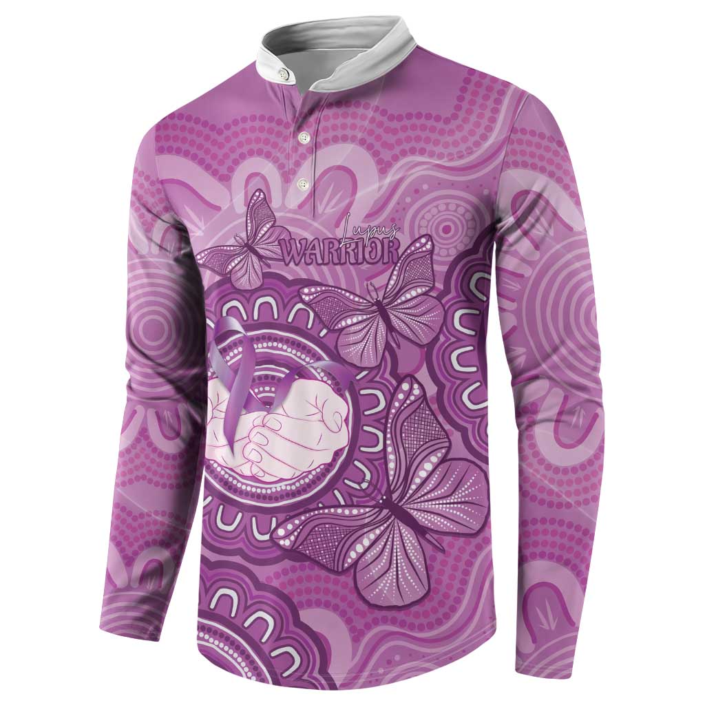 Australia Lupus Awareness Month Personalised Button Sweatshirt Warrior Purple Ribbon Butterflies Indigenous Art