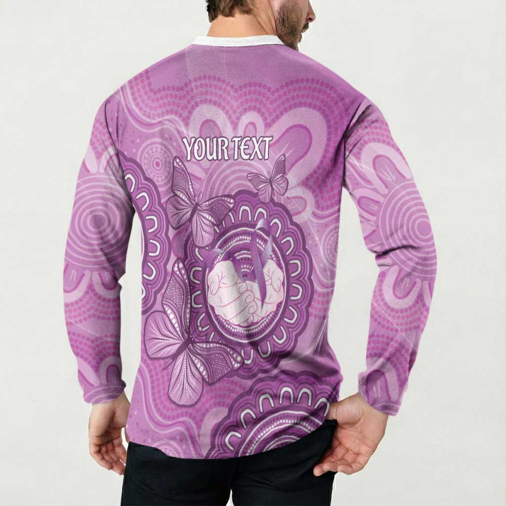 Australia Lupus Awareness Month Personalised Button Sweatshirt Warrior Purple Ribbon Butterflies Indigenous Art