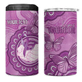 Australia Lupus Awareness Month Personalised 4 in 1 Can Cooler Tumbler Warrior Purple Ribbon Butterflies Indigenous Art