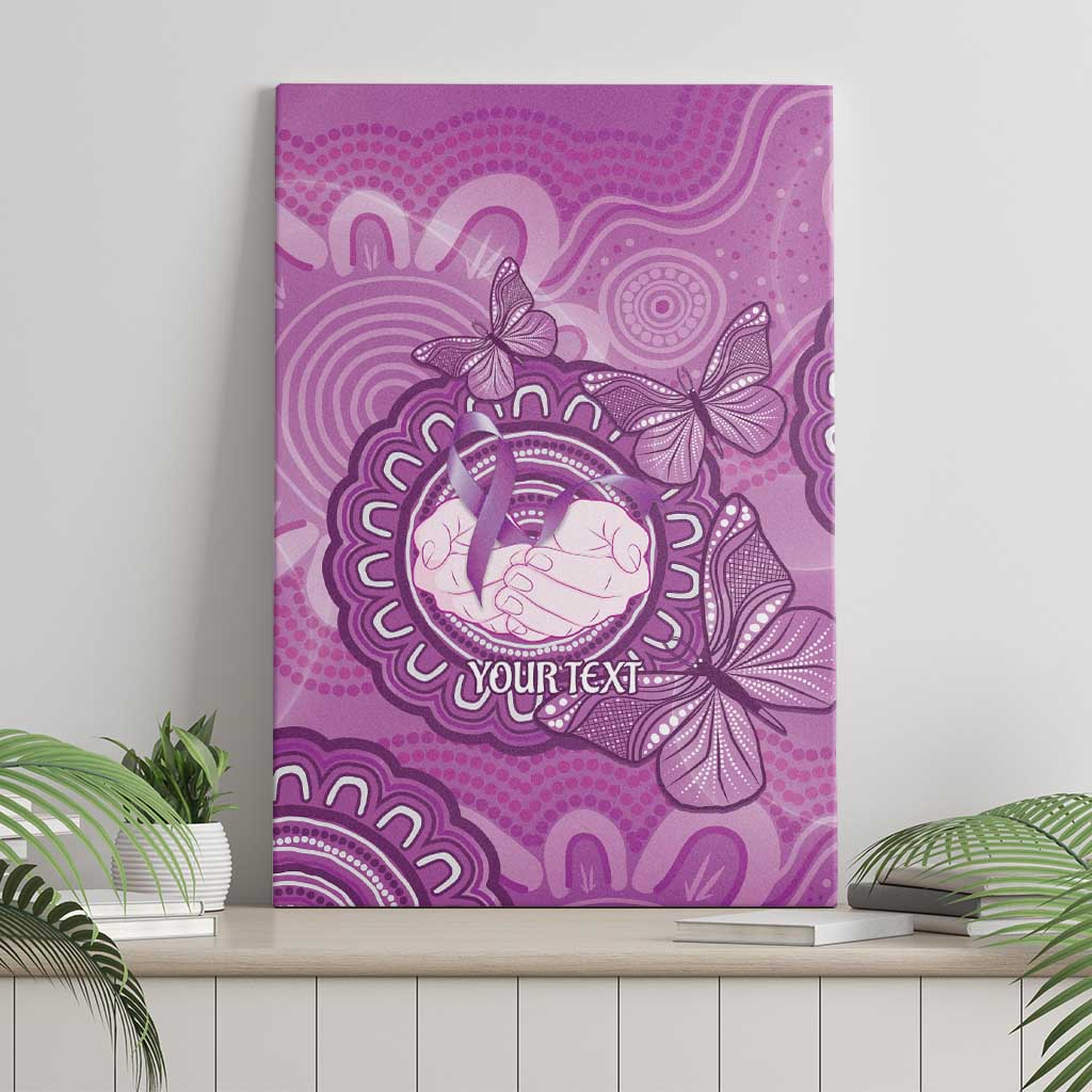 Australia Lupus Awareness Month Personalised Canvas Wall Art Warrior Purple Ribbon Butterflies Indigenous Art