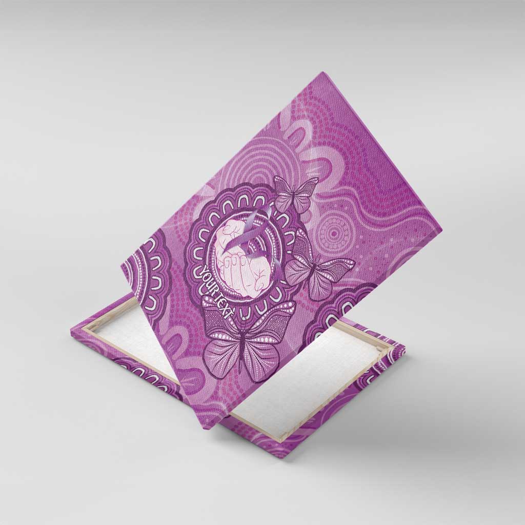 Australia Lupus Awareness Month Personalised Canvas Wall Art Warrior Purple Ribbon Butterflies Indigenous Art