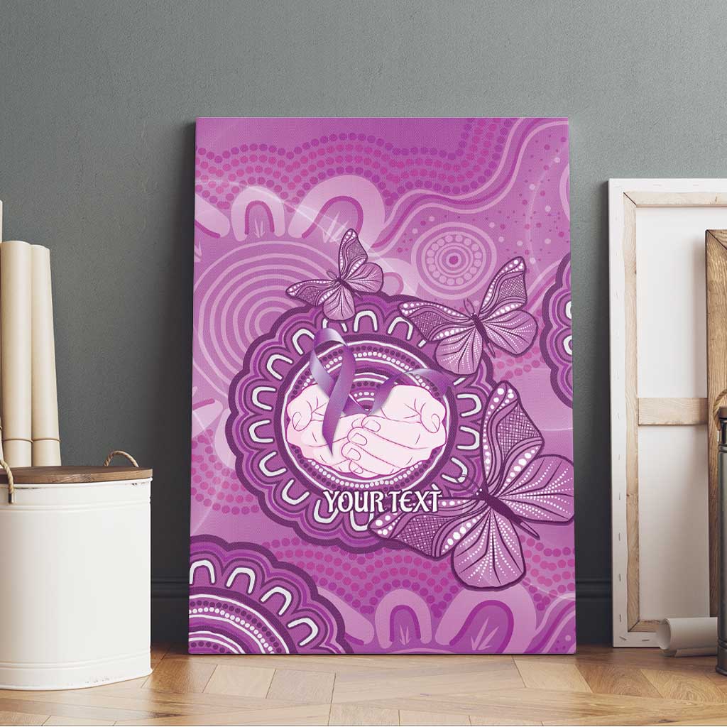 Australia Lupus Awareness Month Personalised Canvas Wall Art Warrior Purple Ribbon Butterflies Indigenous Art