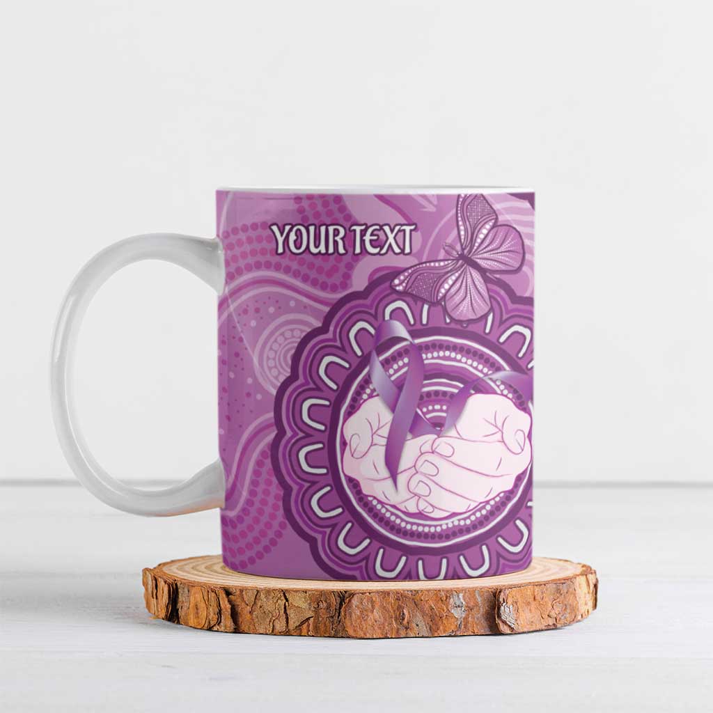 Australia Lupus Awareness Month Personalised Ceramic Mug Warrior Purple Ribbon Butterflies Indigenous Art