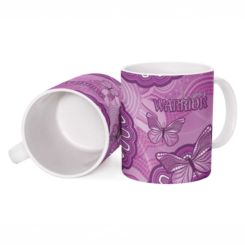 Australia Lupus Awareness Month Personalised Ceramic Mug Warrior Purple Ribbon Butterflies Indigenous Art