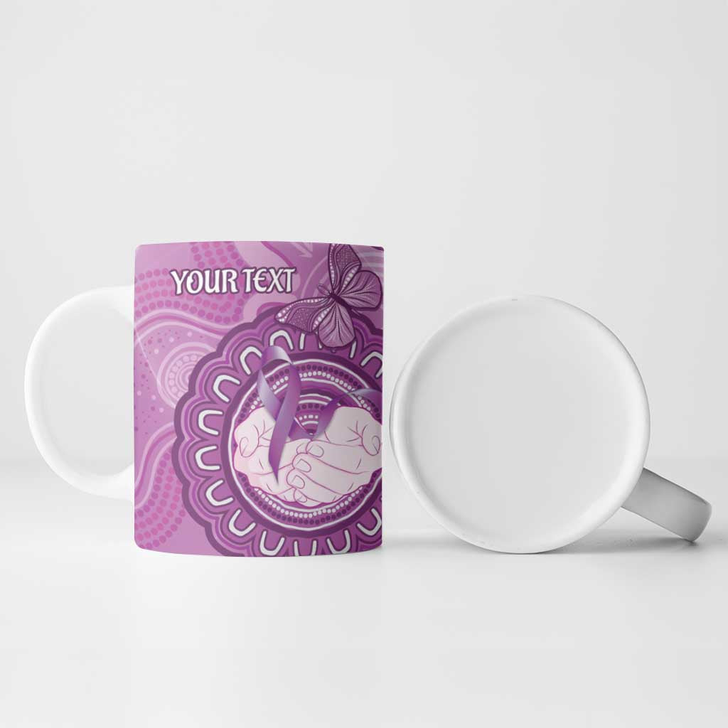 Australia Lupus Awareness Month Personalised Ceramic Mug Warrior Purple Ribbon Butterflies Indigenous Art