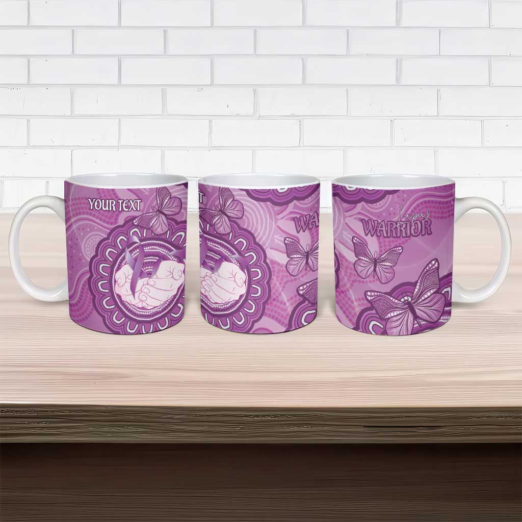 Australia Lupus Awareness Month Personalised Ceramic Mug Warrior Purple Ribbon Butterflies Indigenous Art