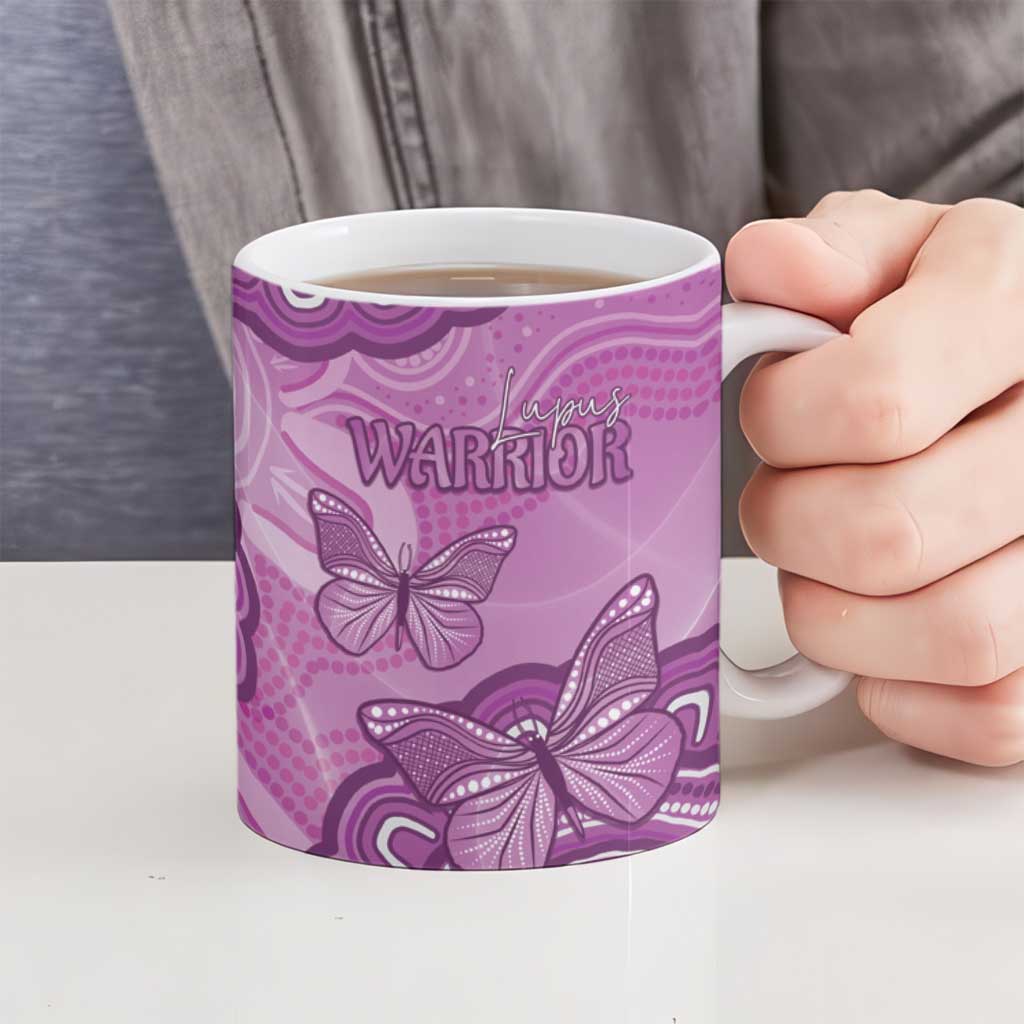Australia Lupus Awareness Month Personalised Ceramic Mug Warrior Purple Ribbon Butterflies Indigenous Art