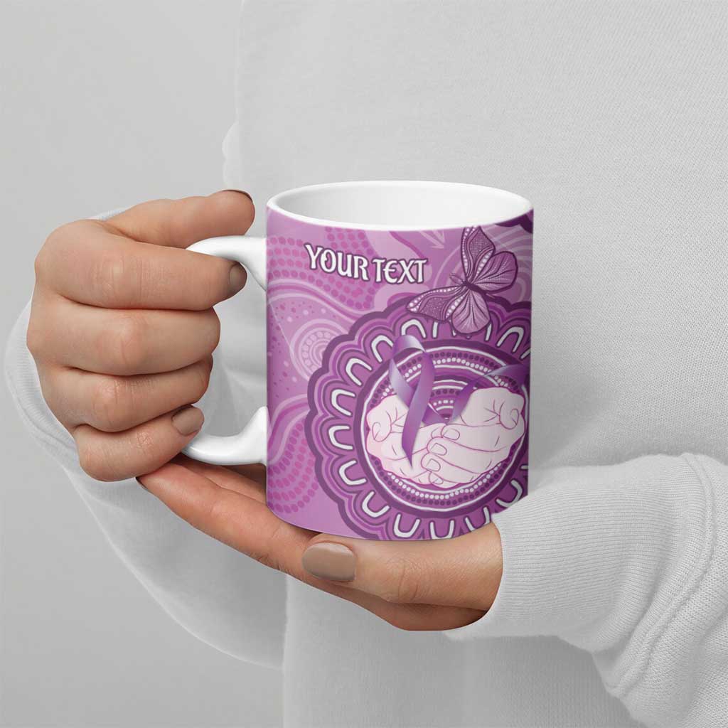 Australia Lupus Awareness Month Personalised Ceramic Mug Warrior Purple Ribbon Butterflies Indigenous Art