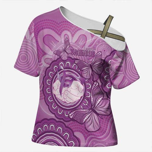 Australia Lupus Awareness Month Personalised Cross Shoulder Shirt Warrior Purple Ribbon Butterflies Indigenous Art