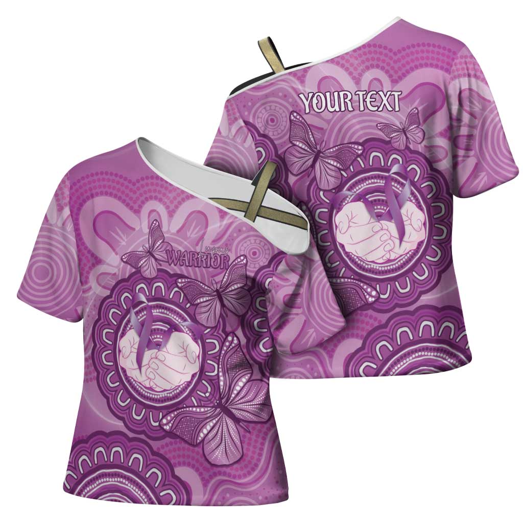 Australia Lupus Awareness Month Personalised Cross Shoulder Shirt Warrior Purple Ribbon Butterflies Indigenous Art
