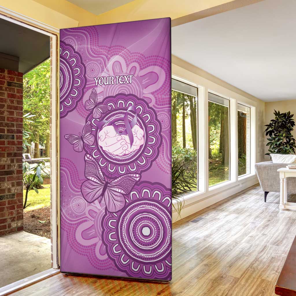 Australia Lupus Awareness Month Personalised Door Cover Warrior Purple Ribbon Butterflies Indigenous Art