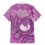 Australia Lupus Awareness Month Personalised Family Matching Long Sleeve Bodycon Dress and Hawaiian Shirt Warrior Purple Ribbon Butterflies Indigenous Art