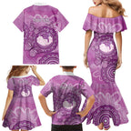 Australia Lupus Awareness Month Personalised Family Matching Mermaid Dress and Hawaiian Shirt Warrior Purple Ribbon Butterflies Indigenous Art