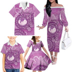 Australia Lupus Awareness Month Personalised Family Matching Off The Shoulder Long Sleeve Dress and Hawaiian Shirt Warrior Purple Ribbon Butterflies Indigenous Art