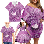 Australia Lupus Awareness Month Personalised Family Matching Off Shoulder Short Dress and Hawaiian Shirt Warrior Purple Ribbon Butterflies Indigenous Art