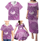 Australia Lupus Awareness Month Personalised Family Matching Puletasi and Hawaiian Shirt Warrior Purple Ribbon Butterflies Indigenous Art
