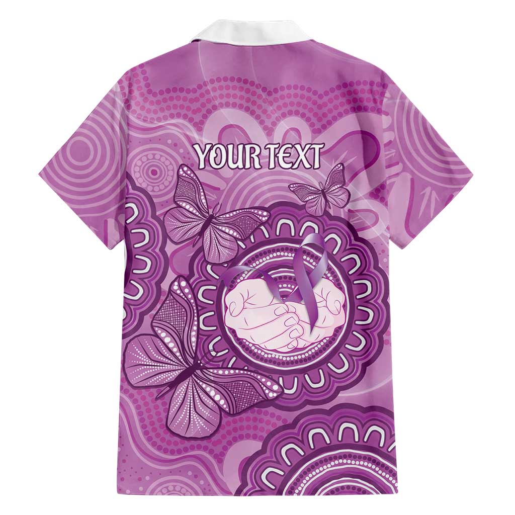 Australia Lupus Awareness Month Personalised Family Matching Puletasi and Hawaiian Shirt Warrior Purple Ribbon Butterflies Indigenous Art