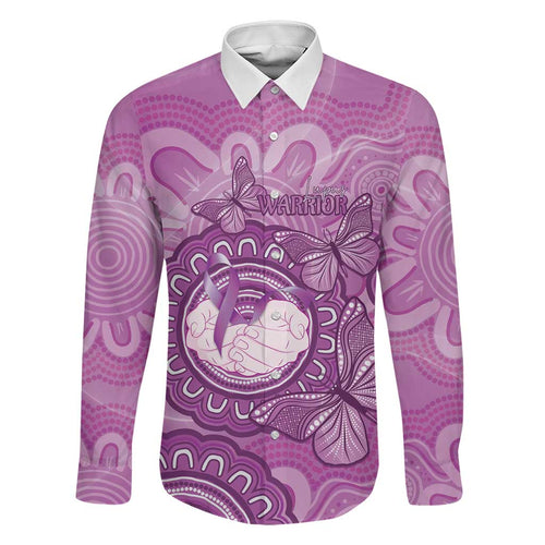 Australia Lupus Awareness Month Personalised Family Matching Puletasi and Hawaiian Shirt Warrior Purple Ribbon Butterflies Indigenous Art
