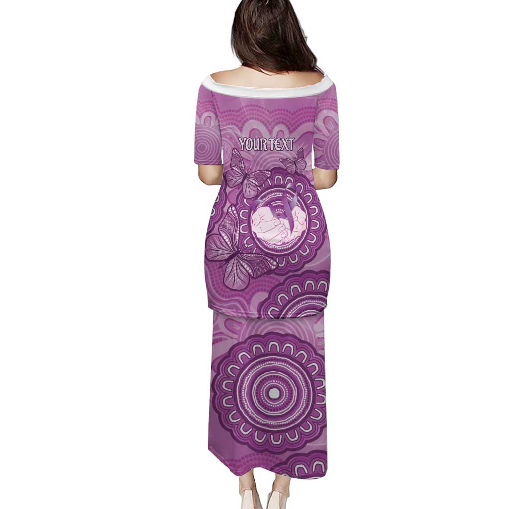 Australia Lupus Awareness Month Personalised Family Matching Puletasi and Hawaiian Shirt Warrior Purple Ribbon Butterflies Indigenous Art