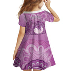 Australia Lupus Awareness Month Personalised Family Matching Short Sleeve Bodycon Dress and Hawaiian Shirt Warrior Purple Ribbon Butterflies Indigenous Art