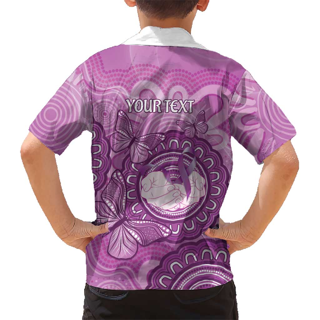 Australia Lupus Awareness Month Personalised Family Matching Summer Maxi Dress and Hawaiian Shirt Warrior Purple Ribbon Butterflies Indigenous Art