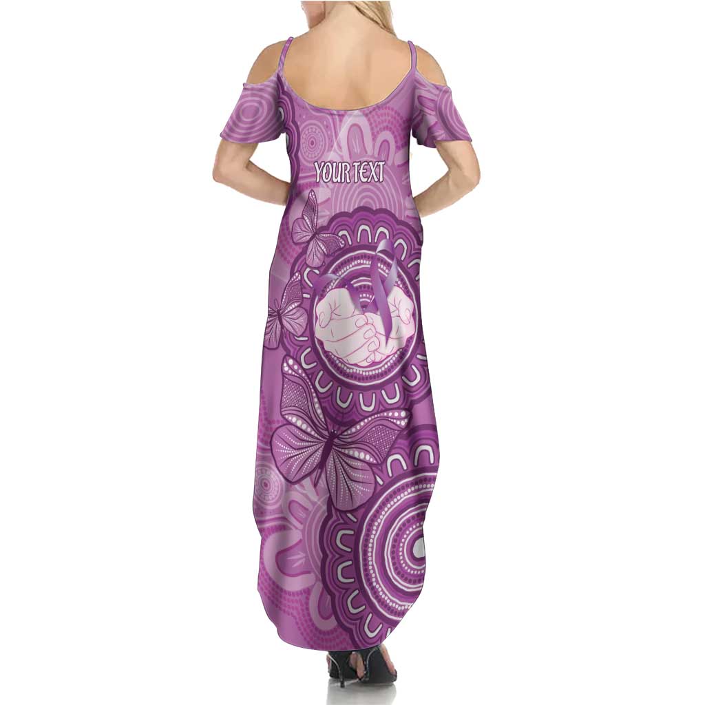 Australia Lupus Awareness Month Personalised Family Matching Summer Maxi Dress and Hawaiian Shirt Warrior Purple Ribbon Butterflies Indigenous Art