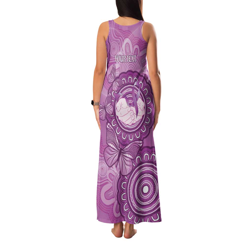 Australia Lupus Awareness Month Personalised Family Matching Tank Maxi Dress and Hawaiian Shirt Warrior Purple Ribbon Butterflies Indigenous Art