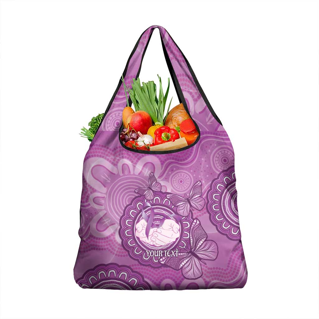 Australia Lupus Awareness Month Personalised Grocery Bag Warrior Purple Ribbon Butterflies Indigenous Art