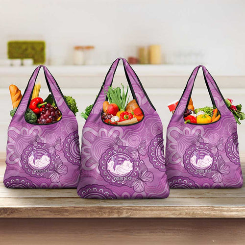 Australia Lupus Awareness Month Personalised Grocery Bag Warrior Purple Ribbon Butterflies Indigenous Art