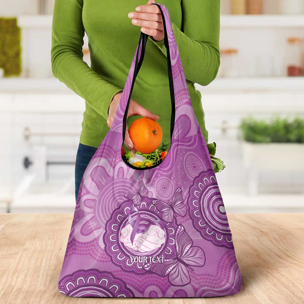Australia Lupus Awareness Month Personalised Grocery Bag Warrior Purple Ribbon Butterflies Indigenous Art