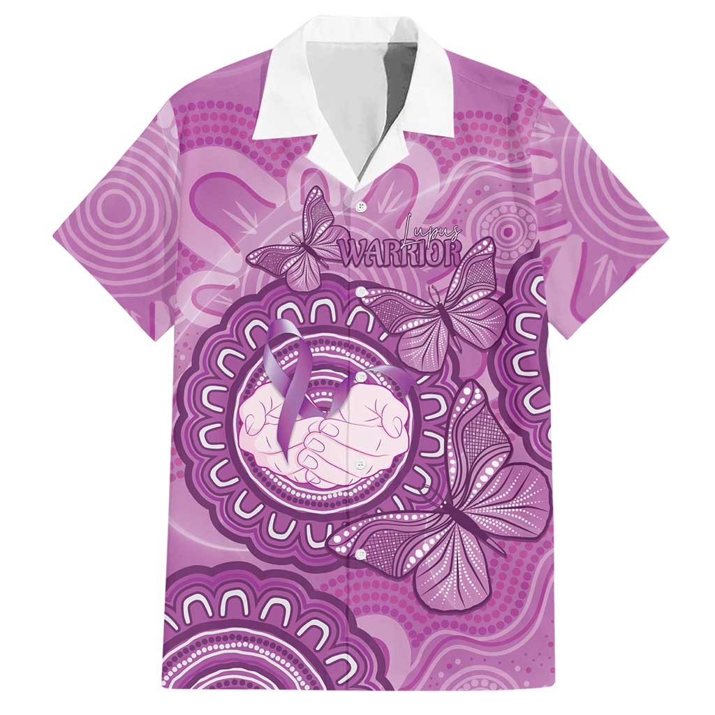 Australia Lupus Awareness Month Personalised Hawaiian Shirt Warrior Purple Ribbon Butterflies Indigenous Art