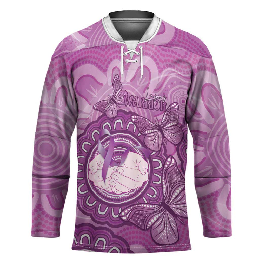 Australia Lupus Awareness Month Personalised Hockey Jersey Warrior Purple Ribbon Butterflies Indigenous Art
