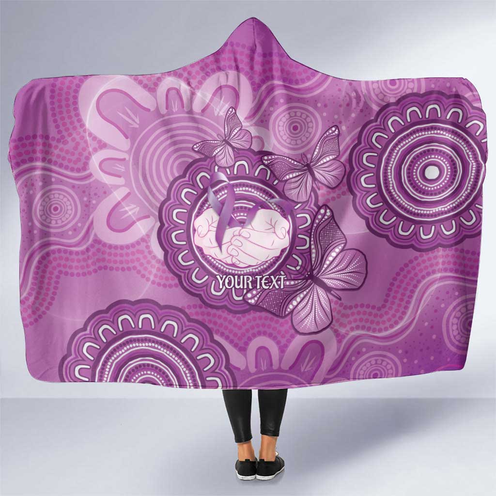 Australia Lupus Awareness Month Personalised Hooded Blanket Warrior Purple Ribbon Butterflies Indigenous Art