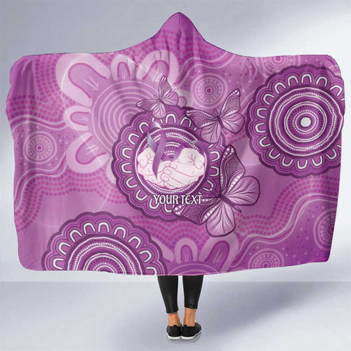 Australia Lupus Awareness Month Personalised Hooded Blanket Warrior Purple Ribbon Butterflies Indigenous Art