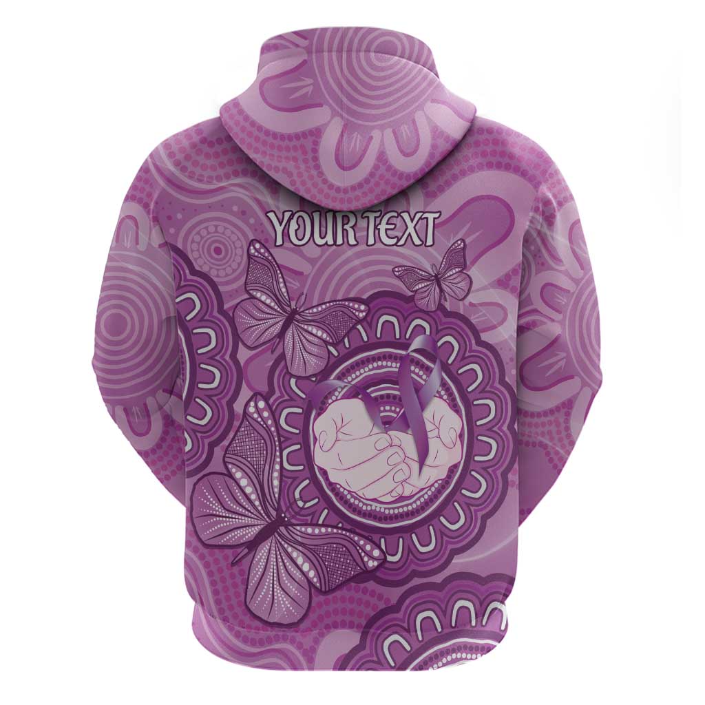 Australia Lupus Awareness Month Personalised Hoodie Warrior Purple Ribbon Butterflies Indigenous Art