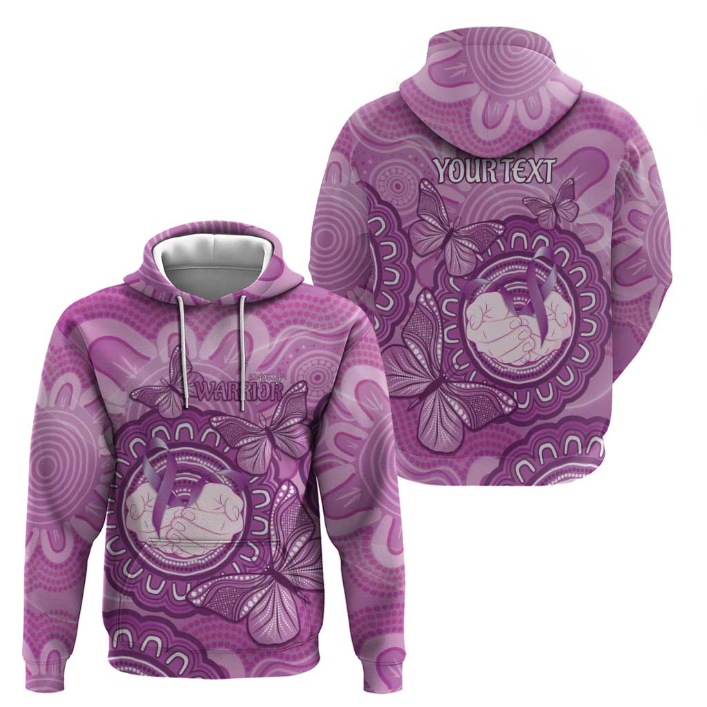 Australia Lupus Awareness Month Personalised Hoodie Warrior Purple Ribbon Butterflies Indigenous Art