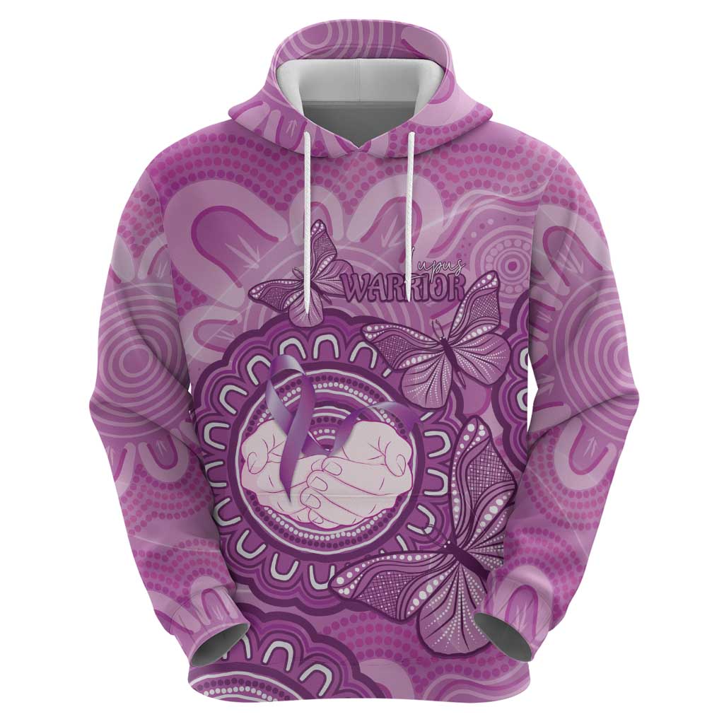 Australia Lupus Awareness Month Personalised Hoodie Warrior Purple Ribbon Butterflies Indigenous Art