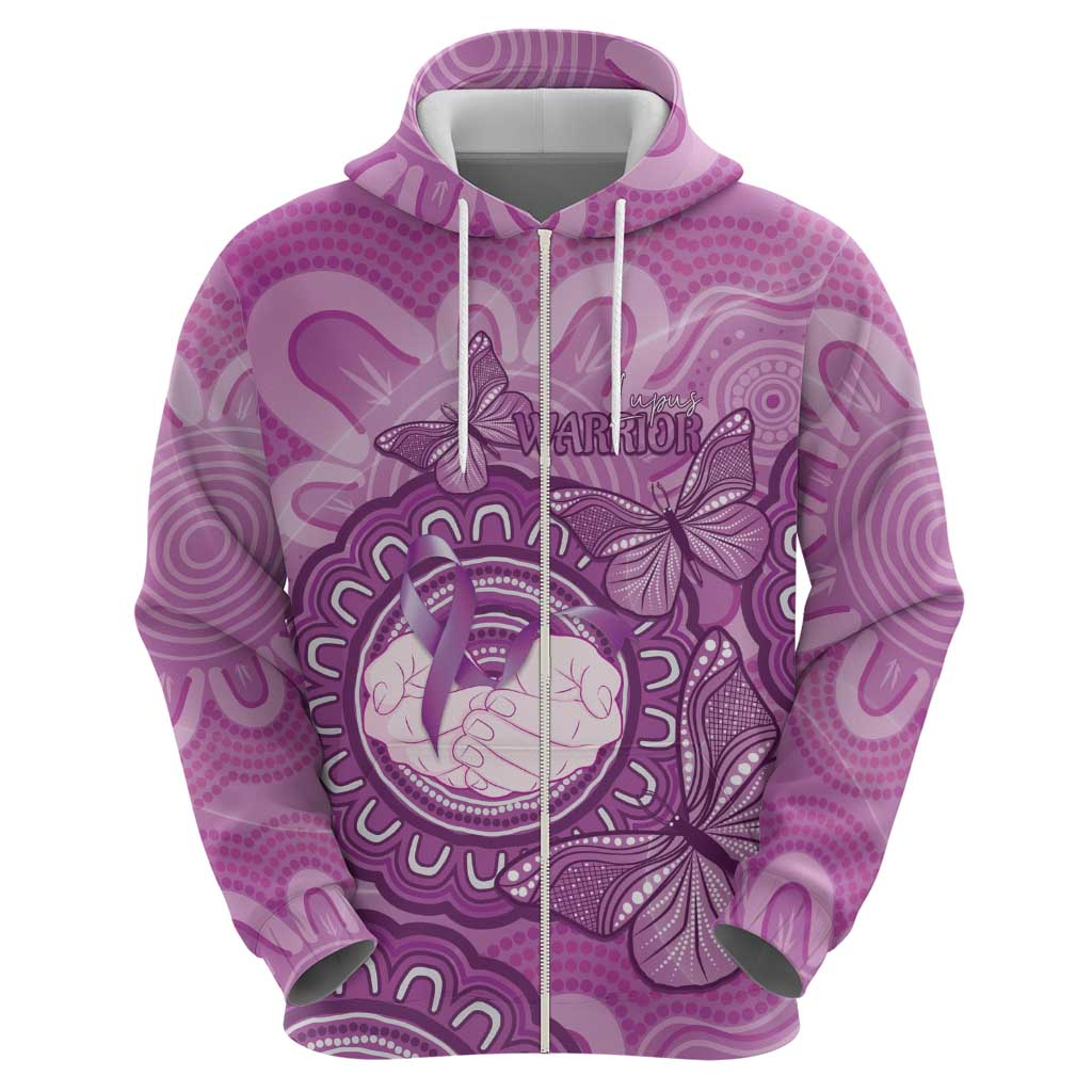 Australia Lupus Awareness Month Personalised Hoodie Warrior Purple Ribbon Butterflies Indigenous Art