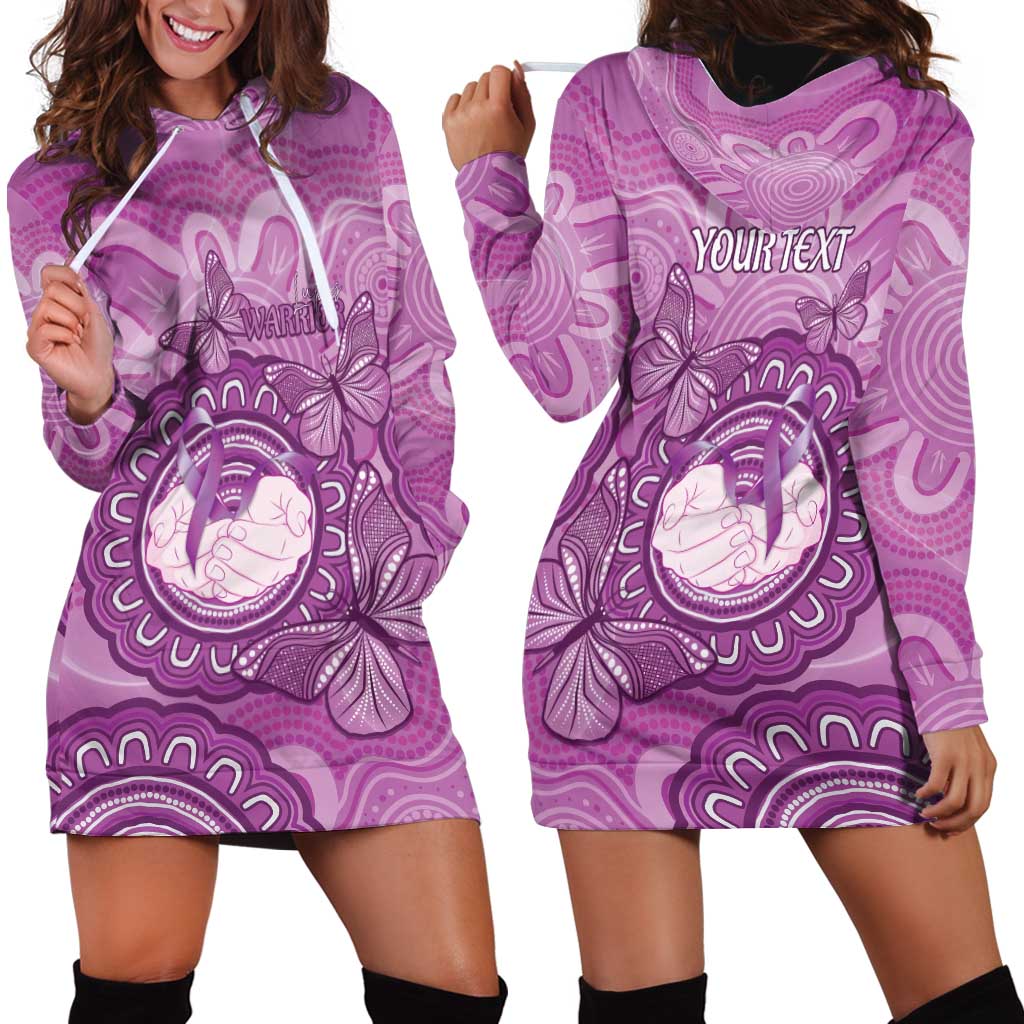 Australia Lupus Awareness Month Personalised Hoodie Dress Warrior Purple Ribbon Butterflies Indigenous Art