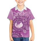 Australia Lupus Awareness Month Personalised Kid Hawaiian Shirt Warrior Purple Ribbon Butterflies Indigenous Art